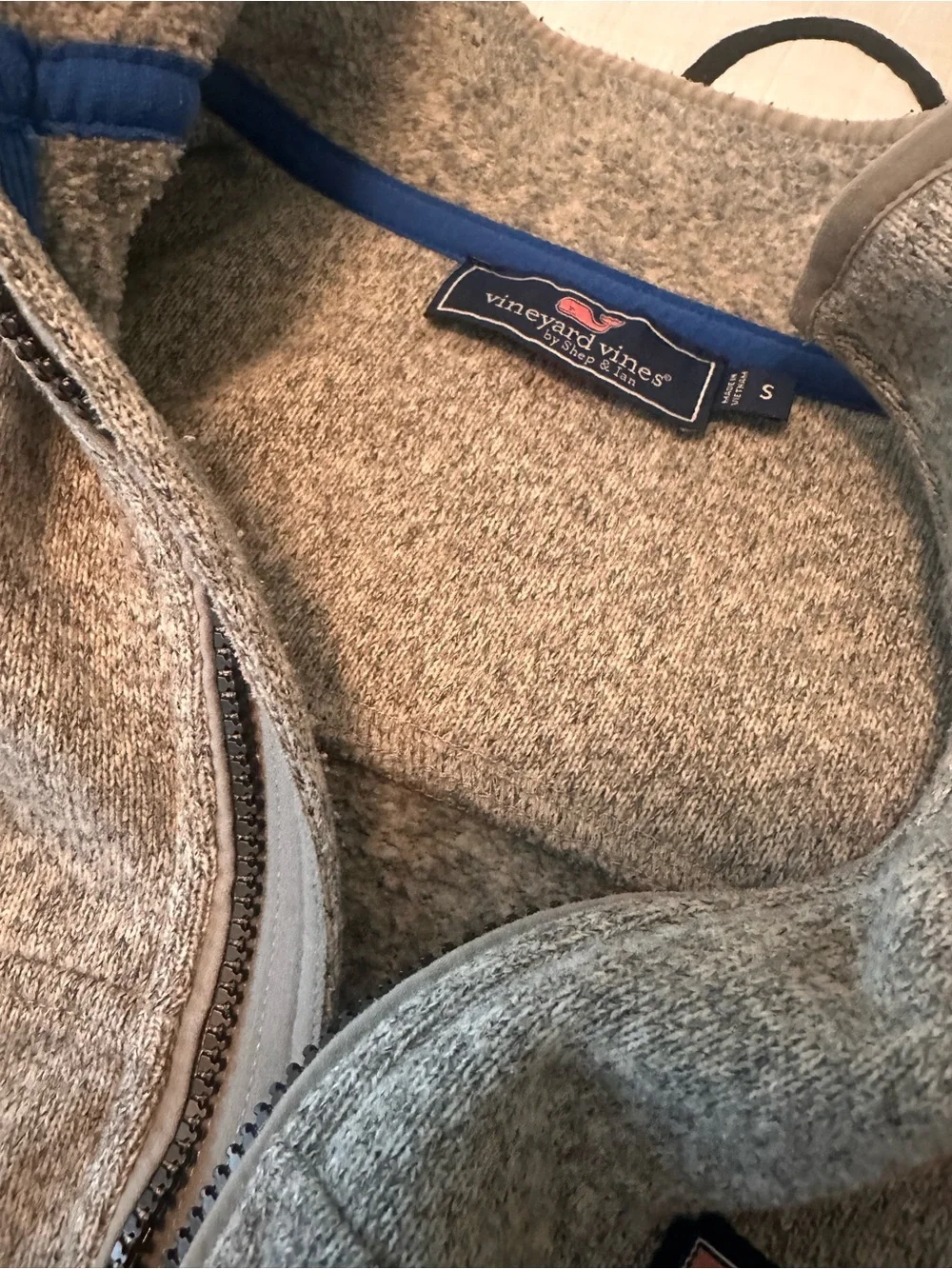 Vineyard Vines Men's Taupe Brown Fleece Zip Vest